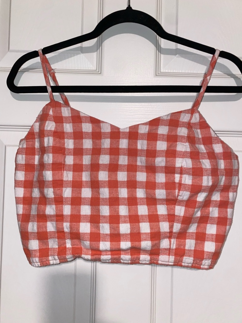 Gianni Bini Orange and White Gingham Crop Cami